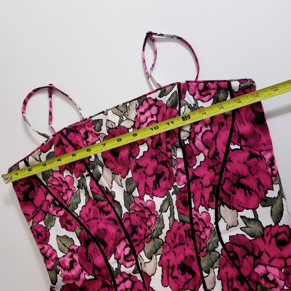 White House Black Market Pink Floral Peplum Corset Top - Picture 5 of 6